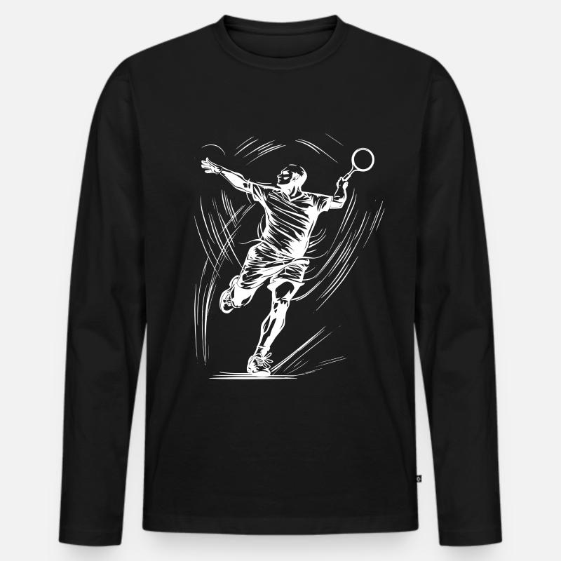 Badminton - Männer Premium Bio Langarmshirt - Schwarz