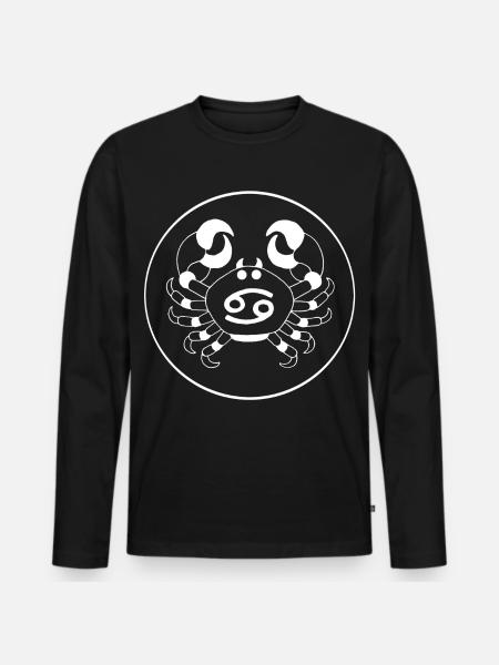 Krebs Sternzeichen (weiß) - Männer Premium Bio Langarmshirt - Schwarz