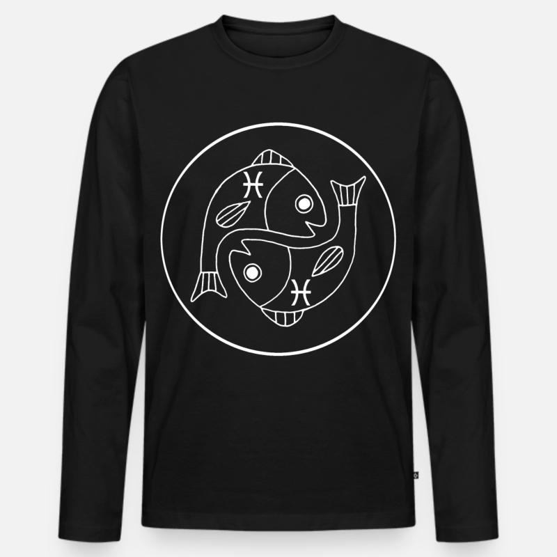 Fische Sternzeichen (weiß) - Männer Premium Bio Langarmshirt - Schwarz