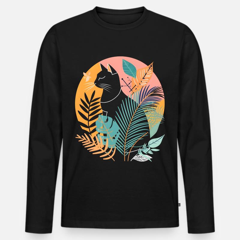 Porträt einer Katze - Männer Premium Bio Langarmshirt - Schwarz