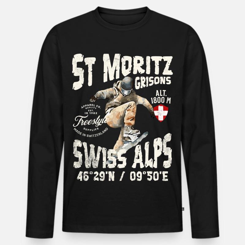 Schweizer Alpin- und Mountain-Skateboarder - Männer Premium Bio Langarmshirt - Schwarz