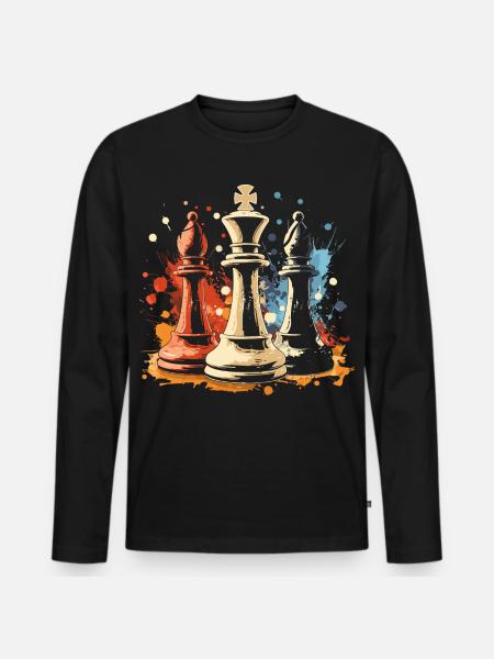 Chess Bishop and King Graffiti - Men's Premium Organic Long Sleeve Shirt - black