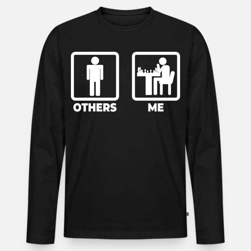 Schach Strichmännchen - Männer Premium Bio Langarmshirt - Schwarz