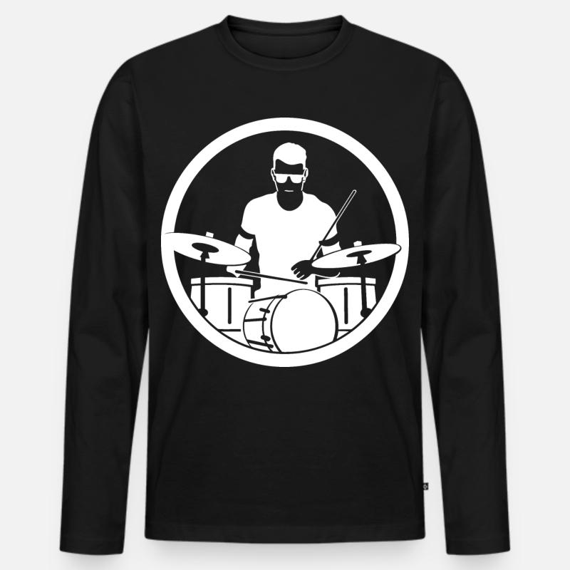Drummer - Männer Premium Bio Langarmshirt - Schwarz
