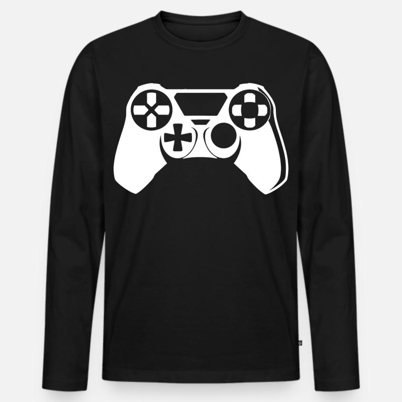 Gamepad Grafik - Männer Premium Bio Langarmshirt - Schwarz