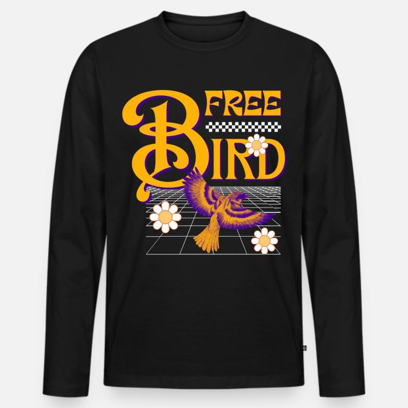 Free Bird – Retro-Design - Männer Premium Bio Langarmshirt - Schwarz