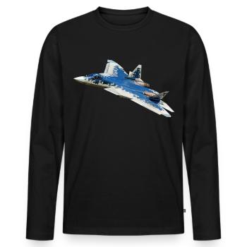 Su-57 - Men's Premium Organic Long Sleeve Shirt - black - Front - Nico (187cm)
