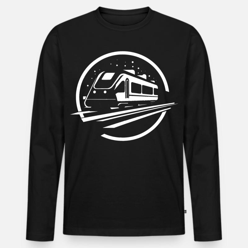 Zug Grafik - Männer Premium Bio Langarmshirt - Schwarz