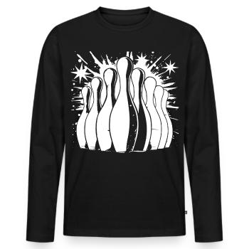 Bowling - Männer Premium Bio Langarmshirt - Schwarz - Vorne - Nico (187cm)