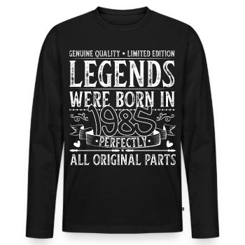Legends were born in 1985 - Men's Premium Organic Long Sleeve Shirt - black - Front - Nico (187cm)