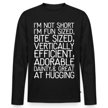 Je ne suis pas petit, je suis de taille amusante - T-shirt manches longues Premium bio Homme - noir - Devant - Nico (187cm)