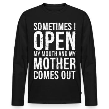 sometimes I open my mouth - Männer Premium Bio Langarmshirt - Schwarz - Vorne - Nico (187cm)