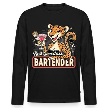 Barkeeperin Barfrau Leopardin Leopard Geschenk - Männer Premium Bio Langarmshirt - Schwarz - Vorne - Nico (187cm)