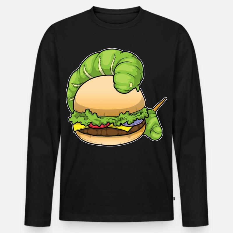 Raupe Cheeseburger - Männer Premium Bio Langarmshirt - Schwarz