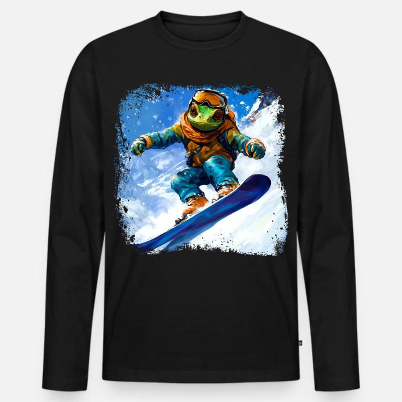 Snowboard Chamäleon - Männer Premium Bio Langarmshirt - Schwarz