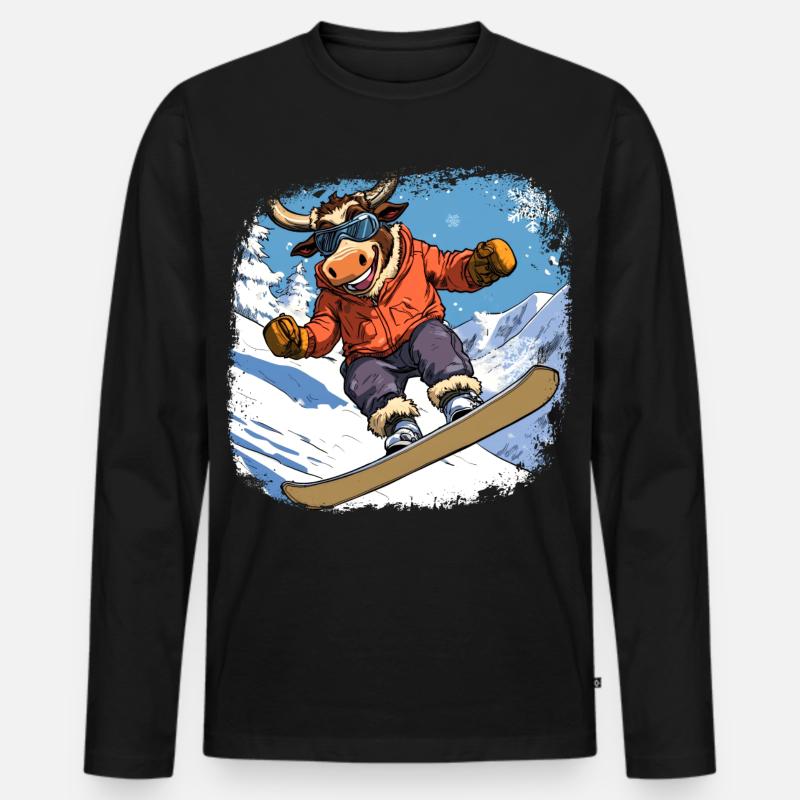 Stiere Snowboard - Männer Premium Bio Langarmshirt - Schwarz