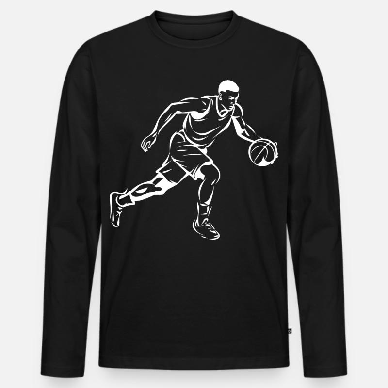 Basketball Junge Grafik - Männer Premium Bio Langarmshirt - Schwarz