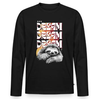 Dreamy Sloth – Dream Dream Dream - Men's Premium Organic Long Sleeve Shirt - black - Front - Nico (187cm)