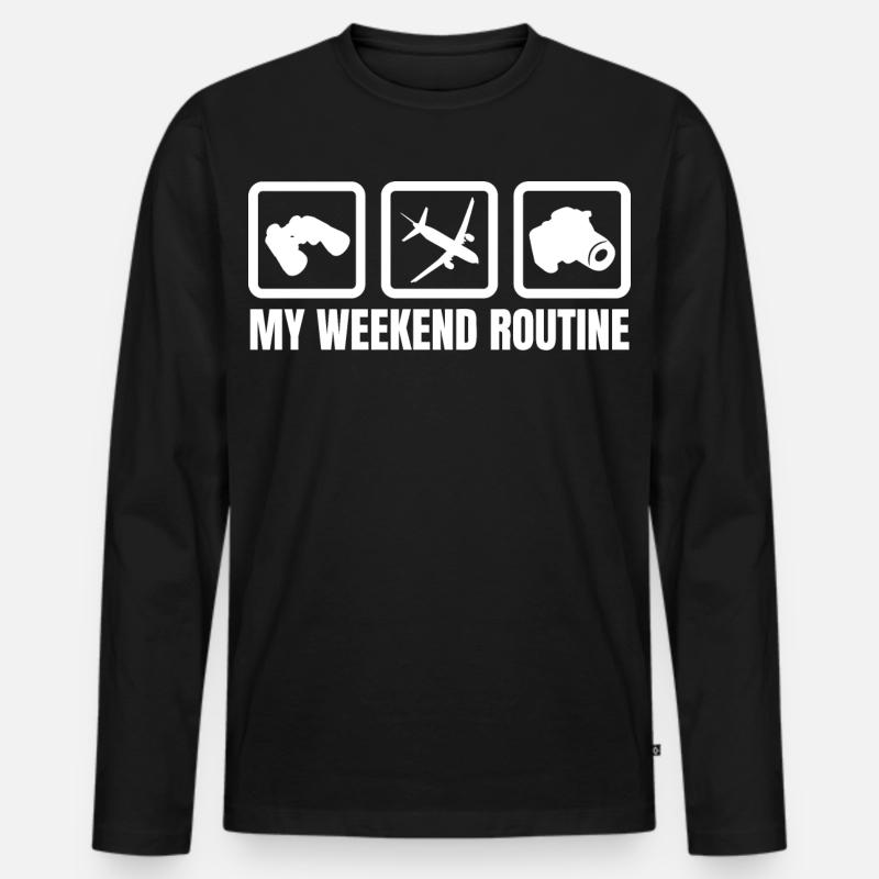 Flugzeugliebhaber Wochenende - Männer Premium Bio Langarmshirt - Schwarz