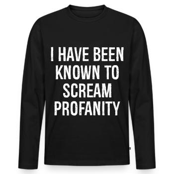 Je suis connu pour crier des blasphèmes - T-shirt manches longues Premium bio Homme - noir - Devant - Nico (187cm)