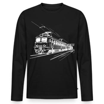 Railway Drawing - Men's Premium Organic Long Sleeve Shirt - black - Front - Nico (187cm)