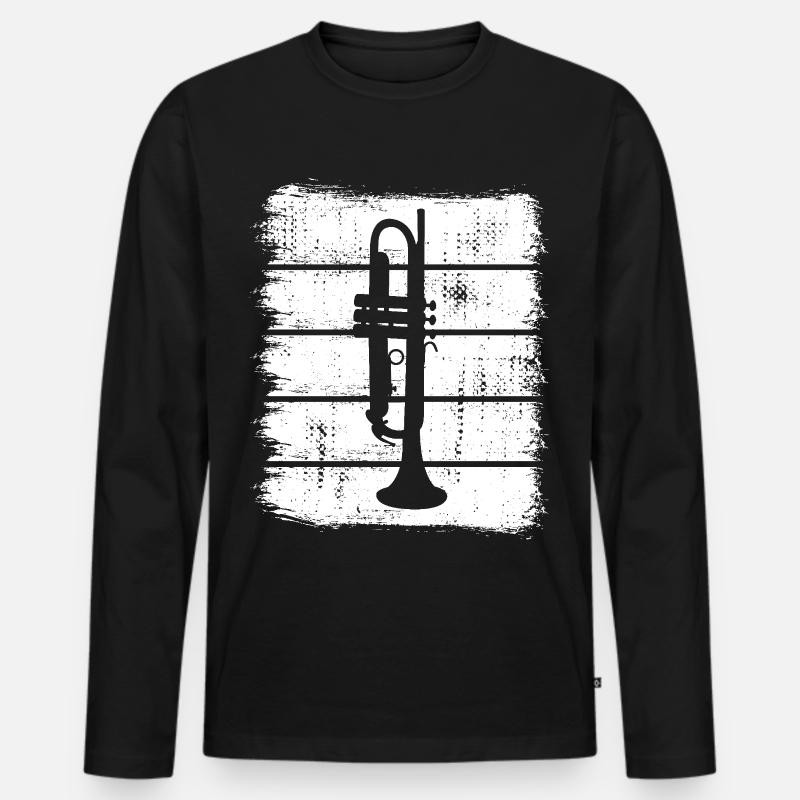 Trompete - Männer Premium Bio Langarmshirt - Schwarz