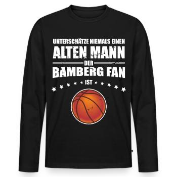 Alter Mann - Bamberg Basketball Fan - Männer Premium Bio Langarmshirt - Schwarz - Vorne - Nico (187cm)