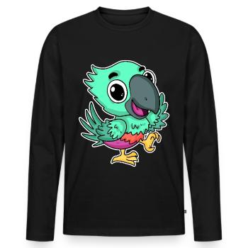 Perroquet mignon mignon - T-shirt manches longues Premium bio Homme - noir - Devant - Nico (187cm)