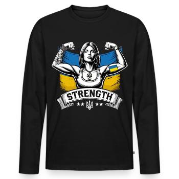 Stärke starke Frau Ukrainerin Geschenk - Männer Premium Bio Langarmshirt - Schwarz - Vorne - Nico (187cm)