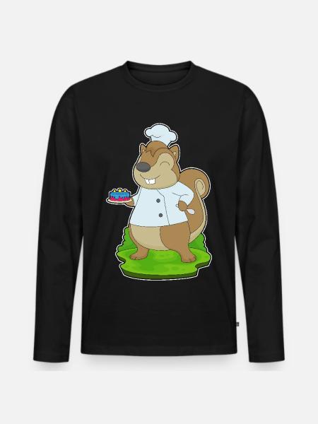 Squirrel Birthday Cake - Men's Premium Organic Long Sleeve Shirt - black