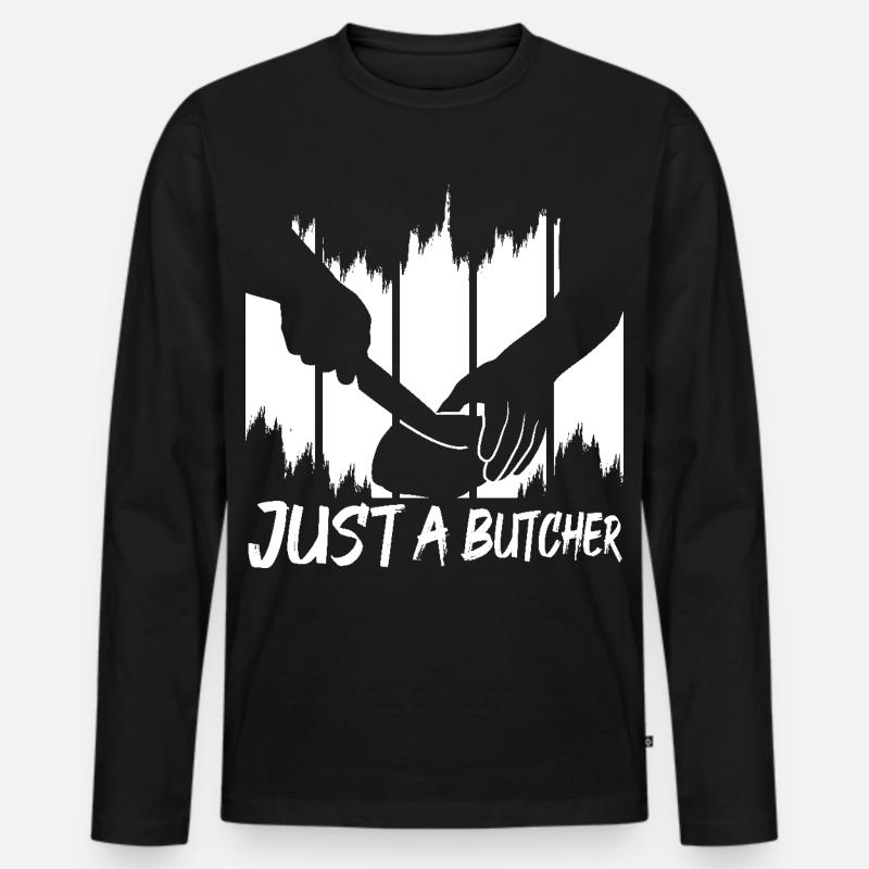 Nur ein Metzger - Männer Premium Bio Langarmshirt - Schwarz