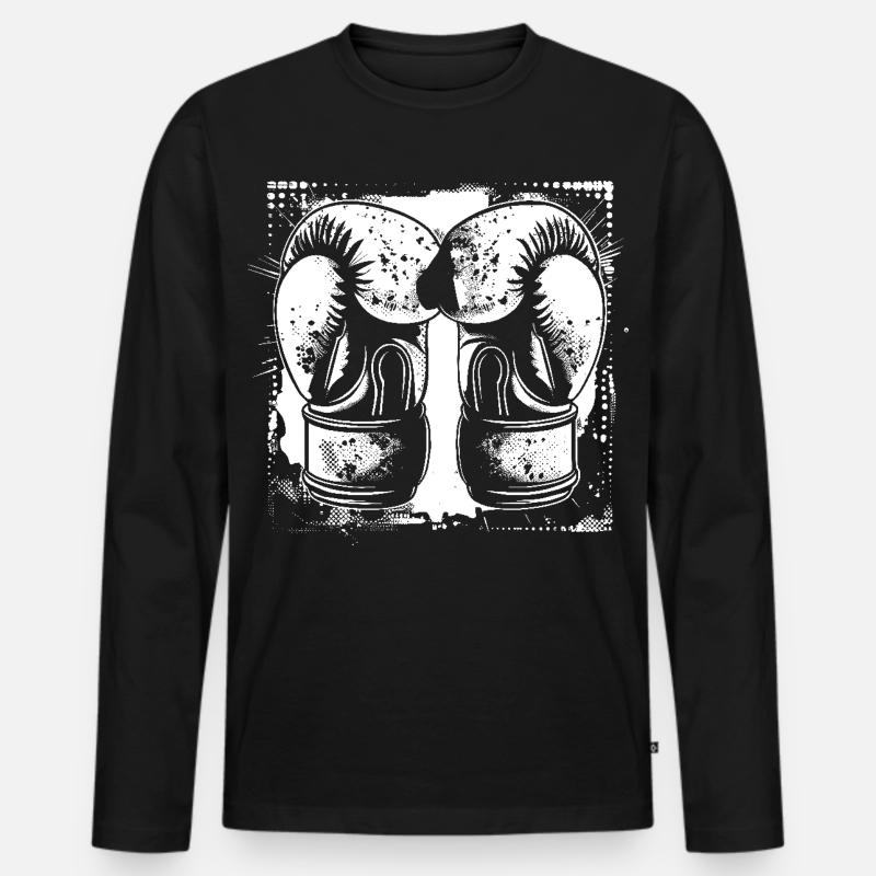 Boxhandschuhe Skizze - Männer Premium Bio Langarmshirt - Schwarz
