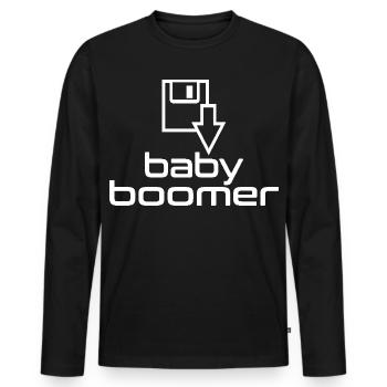 Baby Boomer Floppy Disk - Men's Premium Organic Long Sleeve Shirt - black - Front - Nico (187cm)
