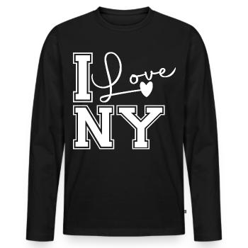 I love ny - Men's Premium Organic Long Sleeve Shirt - black - Front - Nico (187cm)