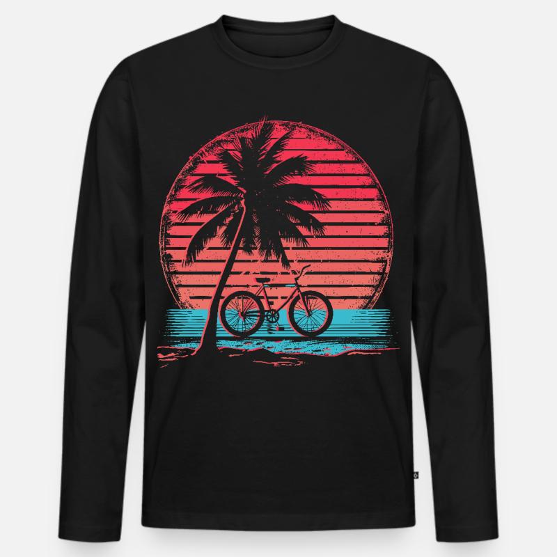 Fahrrad Synthwave - Männer Premium Bio Langarmshirt - Schwarz