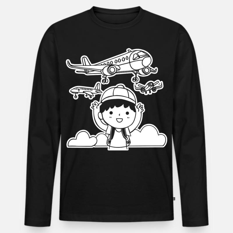 Lustige Flugzeuge - Männer Premium Bio Langarmshirt - Schwarz