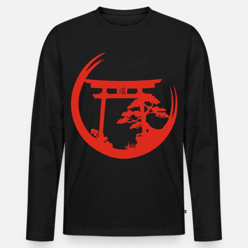 Japanische Atmosphäre (rot) - Männer Premium Bio Langarmshirt - Schwarz