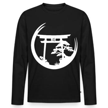 Japanese Atmosphere (White) - Men's Premium Organic Long Sleeve Shirt - black - Front - Nico (187cm)