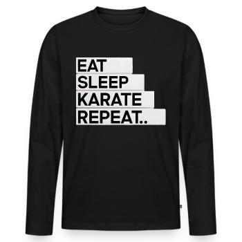 Eat. Sleep. Karate. Repeat... - Men's Premium Organic Long Sleeve Shirt - black - Front - Nico (187cm)