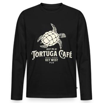 Tortuga Kaffee Illustration Vintage Key West Stil - Männer Premium Bio Langarmshirt - Schwarz - Vorne - Nico (187cm)