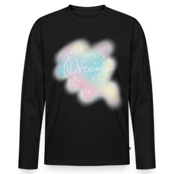 Dreamy – Pastel Watercolor Aesthetic - Men's Premium Organic Long Sleeve Shirt - black - Front - Nico (187cm)