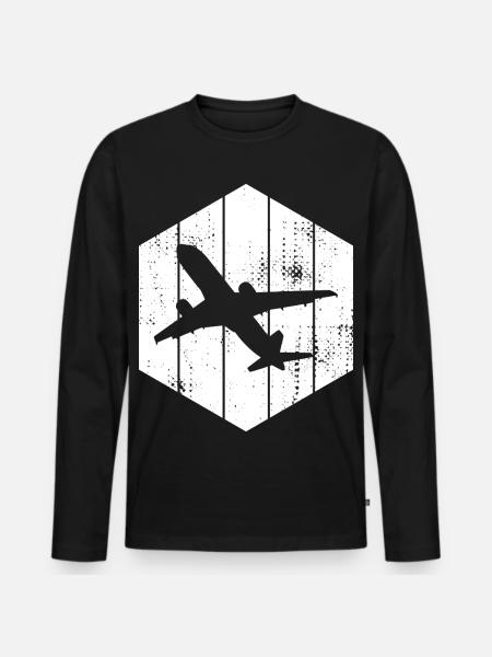 Airplanes Sketch - Men's Premium Organic Long Sleeve Shirt - black