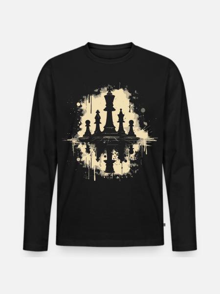 Schachfiguren Graffiti - Männer Premium Bio Langarmshirt - Schwarz