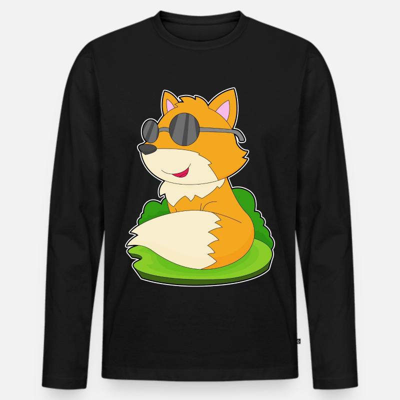 Fuchs Sonnenbrille - Männer Premium Bio Langarmshirt - Schwarz