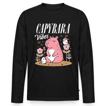 Ambiance détendue de Capybara - T-shirt manches longues Premium bio Homme - noir - Devant - Nico (187cm)