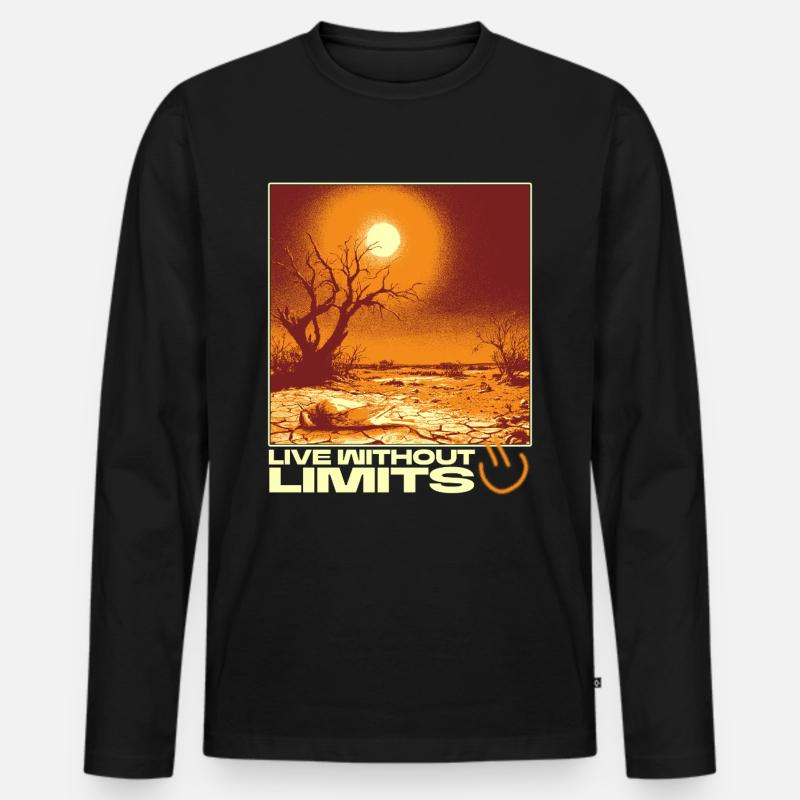 Live Without Limits – Surreal Desert Scene - Männer Premium Bio Langarmshirt - Schwarz
