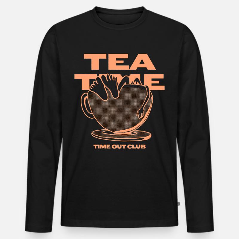 Tea Time – Entspannte Auszeit - Männer Premium Bio Langarmshirt - Schwarz