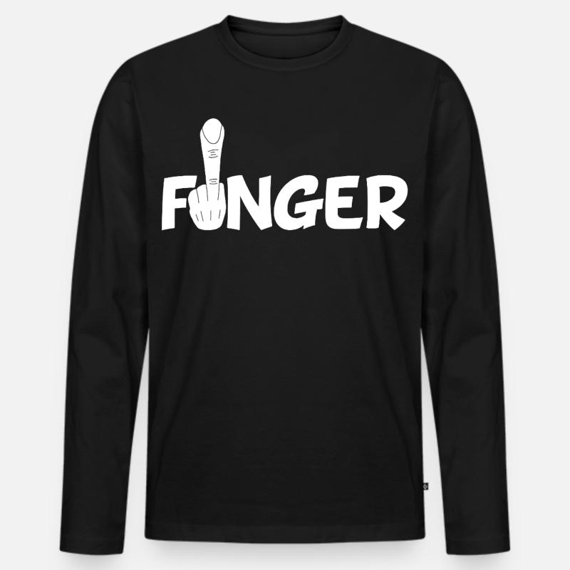 Der Finger (weiß) - Männer Premium Bio Langarmshirt - Schwarz