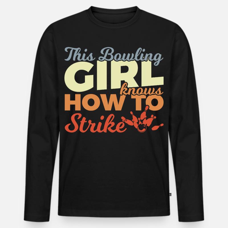 Bowling Mädchen - Männer Premium Bio Langarmshirt - Schwarz