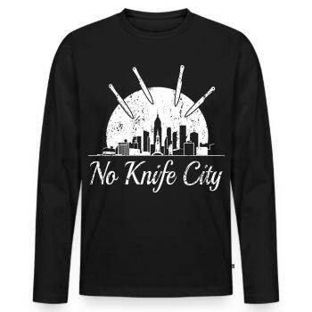 Keine Messer Stadt, - Männer Premium Bio Langarmshirt - Schwarz - Vorne - Nico (187cm)